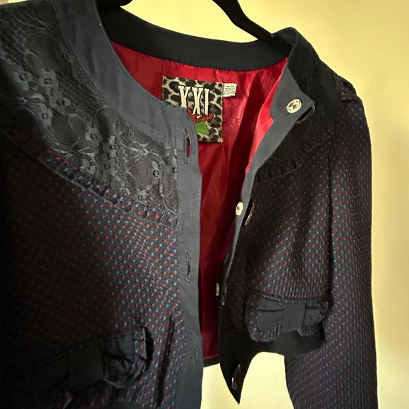 Navy crop jacket with bows - Picture 6 of 7